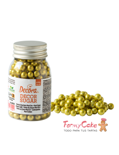 Perlas De Azucar Maxi Doradas Metalizadas 100gr Decora