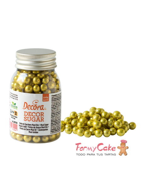 Perlas De Azucar Maxi Doradas Metalizadas 100gr Decora