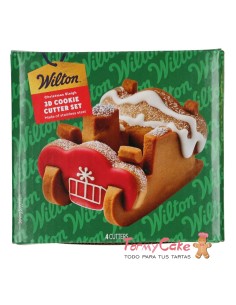 Set Cortadores Galletas 3D Trineo De Navidad 4uds Wilton