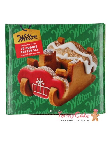Set Cortadores Galletas 3D Trineo De Navidad...