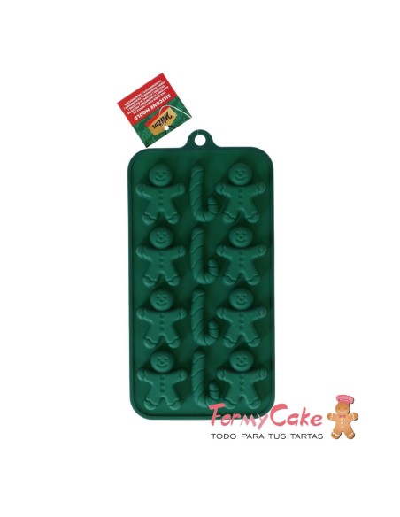 Molde de Silicona Hombre De Jengibre/Bastón De Caramelo 12 Cavidades Wilton
