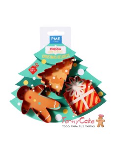 Set Cortadores Galletas Delicias Navideñas 3ud PME