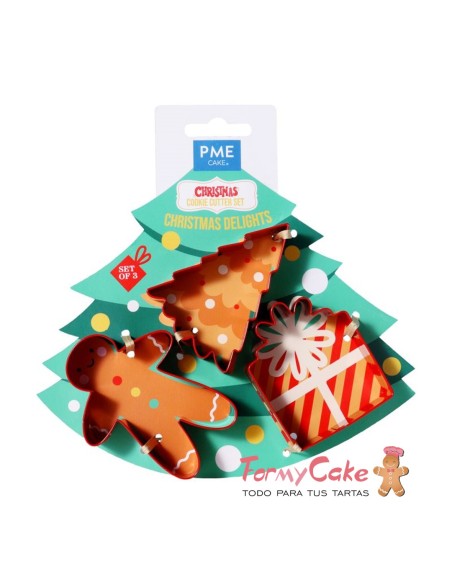 Set Cortadores Galletas Delicias Navideñas 3ud PME