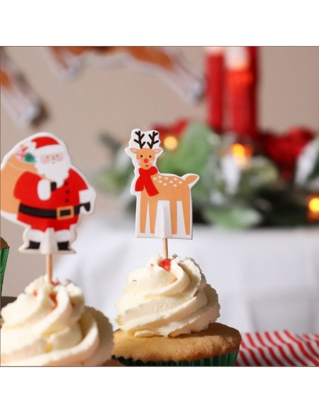 Toppers Para Cupcakes-Decoración Navidad- Santa Y Amigos 24uds PME