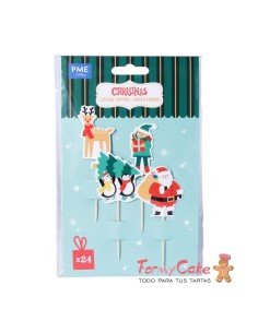 Toppers Para Cupcakes-Decoración Navidad- Santa Y Amigos...