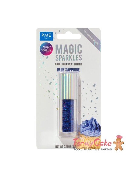 Magic Sparkles Copos De Glitter Iridescente Comestible- Azul Zafiro 3gr PME