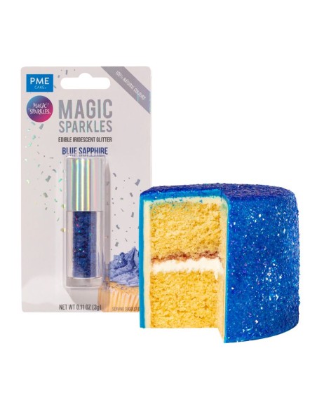 Magic Sparkles Copos De Glitter Iridescente Comestible- Azul Zafiro 3gr PME