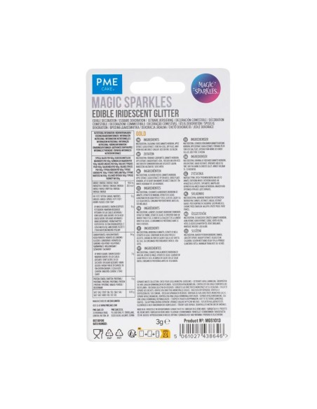 Magic Sparkles Copos De Glitter Iridescente Comestible- Oro 3gr PME