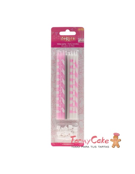 Velas  Mix Rosa 13cm, 12ud Dekora
