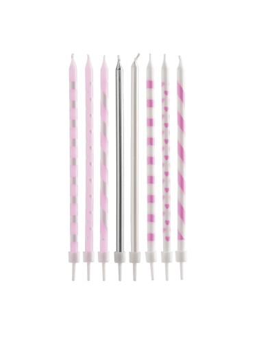 Velas  Mix Rosa 13cm, 12ud Dekora