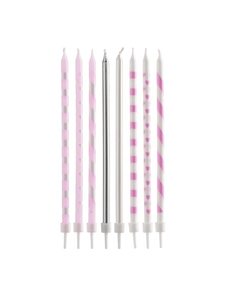 Velas  Mix Rosa 13cm, 12ud Dekora