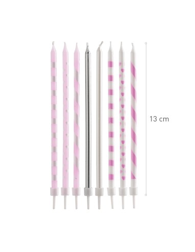 Velas  Mix Rosa 13cm, 12ud Dekora