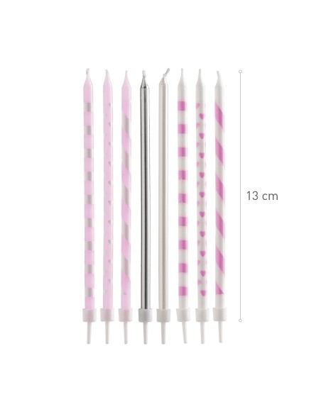 Velas  Mix Rosa 13cm, 12ud Dekora