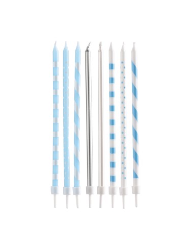 Velas Mix Azul 13cm, 12ud Dekora