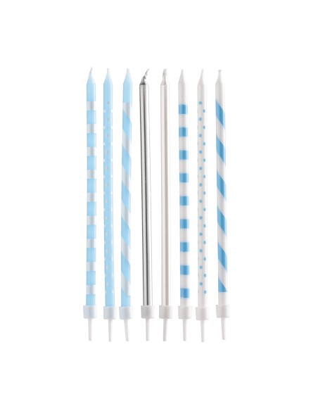 Velas Mix Azul 13cm, 12ud Dekora