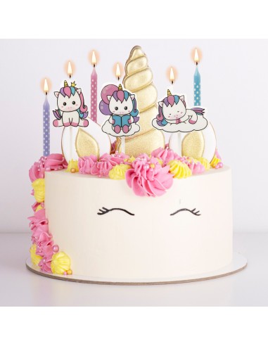 Velas  Mix Unicornio 2D, 12ud Dekora