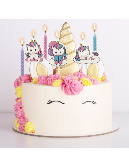 Velas  Mix Unicornio 2D, 12ud Dekora