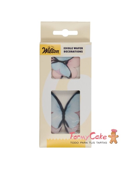 Mariposas Comestibles de oblea En Color Pastel Degradado 8ud Wilton
