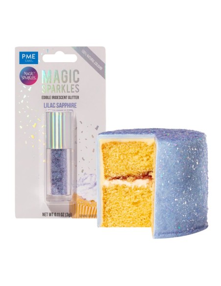 Magic Sparkles Copos De Glitter Iridescente Comestible- Lila Zafiro 3gr PME