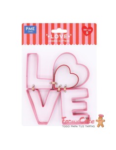 Set Cortadores De Galletas Para San Valentín-Love 5ud PME