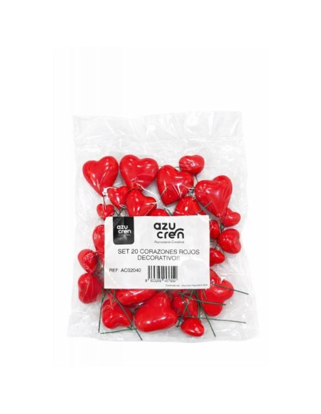Set De Corazones Rojos Decorativos Para San Valentín 20ud Azucren