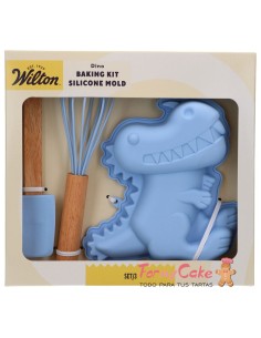 Kit De Repostería Molde De Silicona Dinosaurio 3ud Wilton