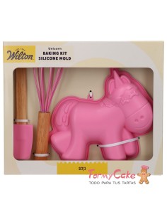 Kit De Repostería Molde De Silicona Unicornio 3ud Wilton