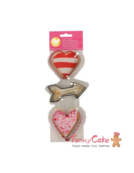 Set Cortadores San Valentín- Corazones Y Flecha 3ud Wilton