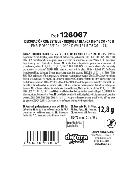 Orquideas De Oblea Color Blanco 10uds Dekora
