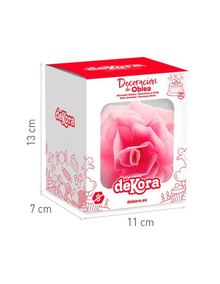 Flor De Oblea Rosa 12,5cm Dekora