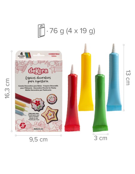Set Lapices De Icing Para Decorar Galletas 4uds/19gr Dekora
