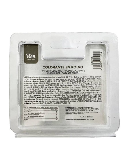 Colorante En Polvo Plata Brillante Metalizada 3gr Azumetal