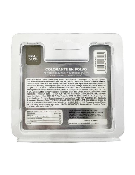Colorante En Polvo Plata Metalizado 3gr Azumetal