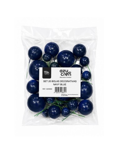 Set Bolas Azul Oscuro Decorativas 20ud Azucren