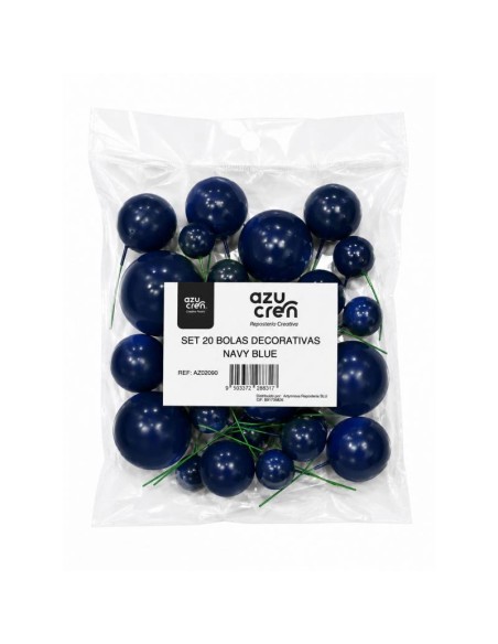 Set Bolas Azul Oscuro Decorativas 20ud Azucren