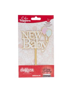 Topper "New Baby" Blanco y Dorado Dekora 2