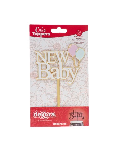 Topper "New Baby" Blanco y Dorado Dekora