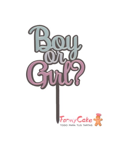 Topper "Boy Or Girl" Azul y Rosa Dekora