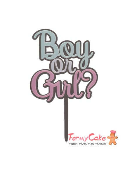 Topper "Boy Or Girl" Azul y Rosa Dekora