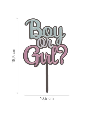 Topper "Boy Or Girl" Azul y Rosa Dekora