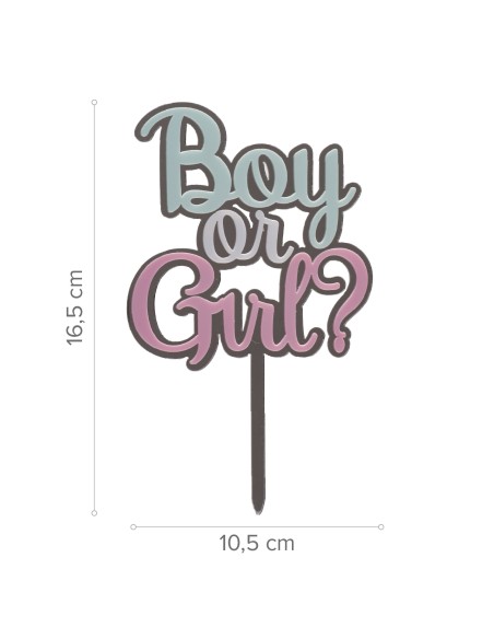 Topper "Boy Or Girl" Azul y Rosa Dekora