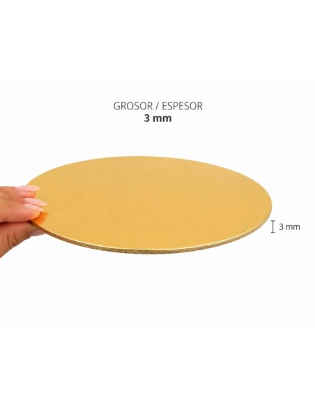 Base Redonda Excellente Oro Mate 25cm/3mm Azucren