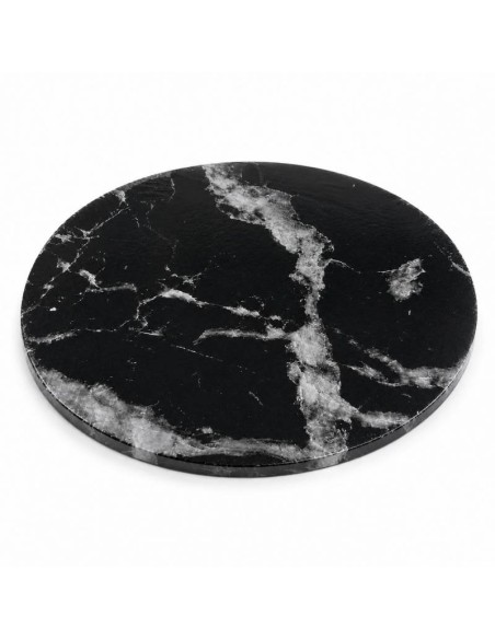 Base Redonda Gruesa para Tartas Marmol Negro 30cm Azucren
