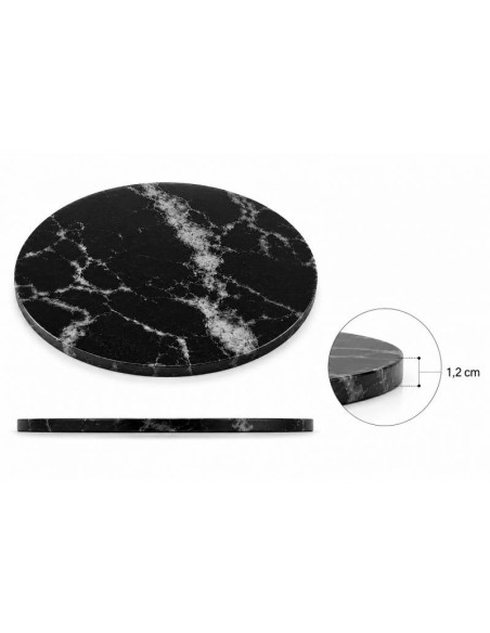 Base Redonda Gruesa para Tartas Marmol Negro 30cm Azucren