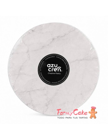 Base Redonda Gruesa para Tartas Marmol Blanco 30cm Azucren