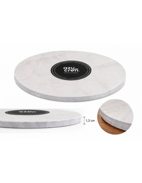 Base Redonda Gruesa para Tartas Marmol Blanco 20cm Azucren
