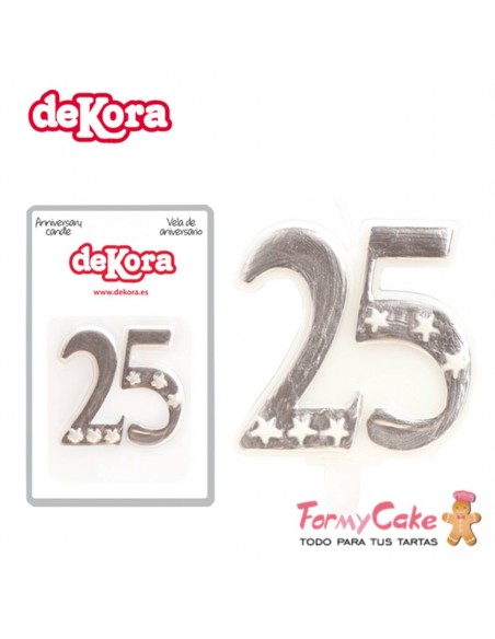 Vela 25 Aniversario Dekora 6cm