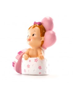 Figura para Tarta Bautizo Bebé Regalo Y Globos Rosa Dekora 2