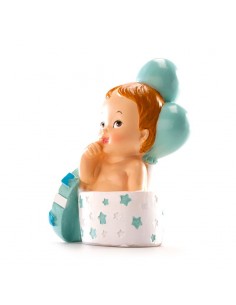 Figura para Tarta Bautizo Bebé Regalo Y Globos Azul Dekora 2